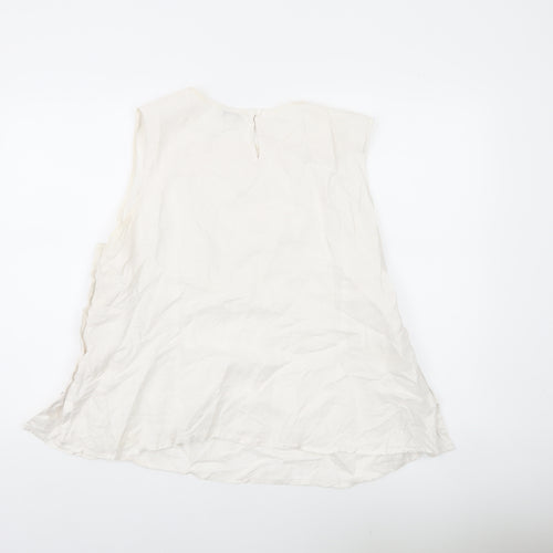 Monsoon Women Ivory Linen Sleeveless Blouse Size 22