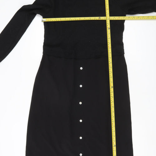 Emma & Michele Women’s Black Midi Shirt Dress M Long Sleeve