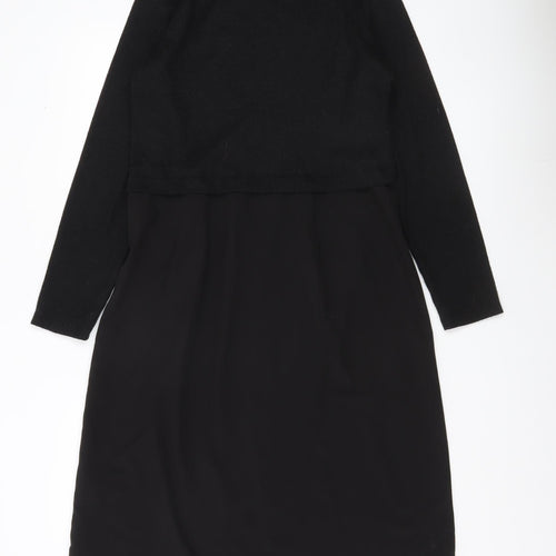 Emma & Michele Women’s Black Midi Shirt Dress M Long Sleeve