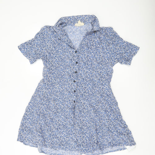 Urban Renewal Women’s Blue Floral Shirt Dress M Knee Length Viscose