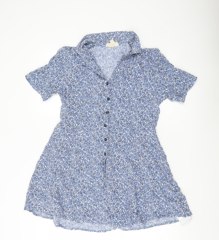 Urban Renewal Women’s Blue Floral Shirt Dress M Knee Length Viscose