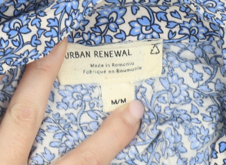 Urban Renewal Women’s Blue Floral Shirt Dress M Knee Length Viscose