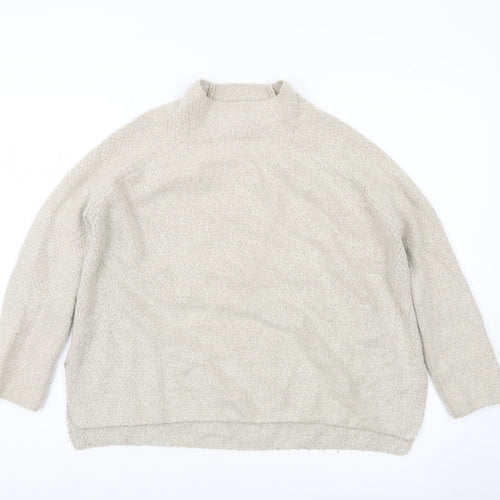 MNG Basics Women’s Beige Mock Neck Pullover Jumper Size 8