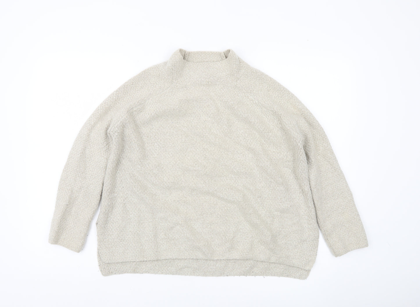 MNG Basics Women’s Beige Mock Neck Pullover Jumper Size 8