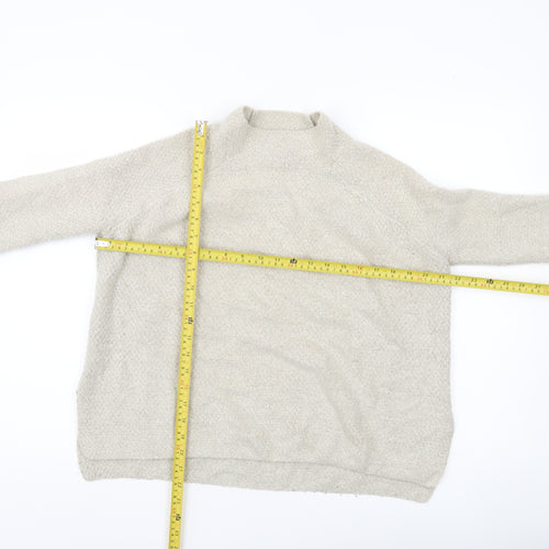 MNG Basics Women’s Beige Mock Neck Pullover Jumper Size 8