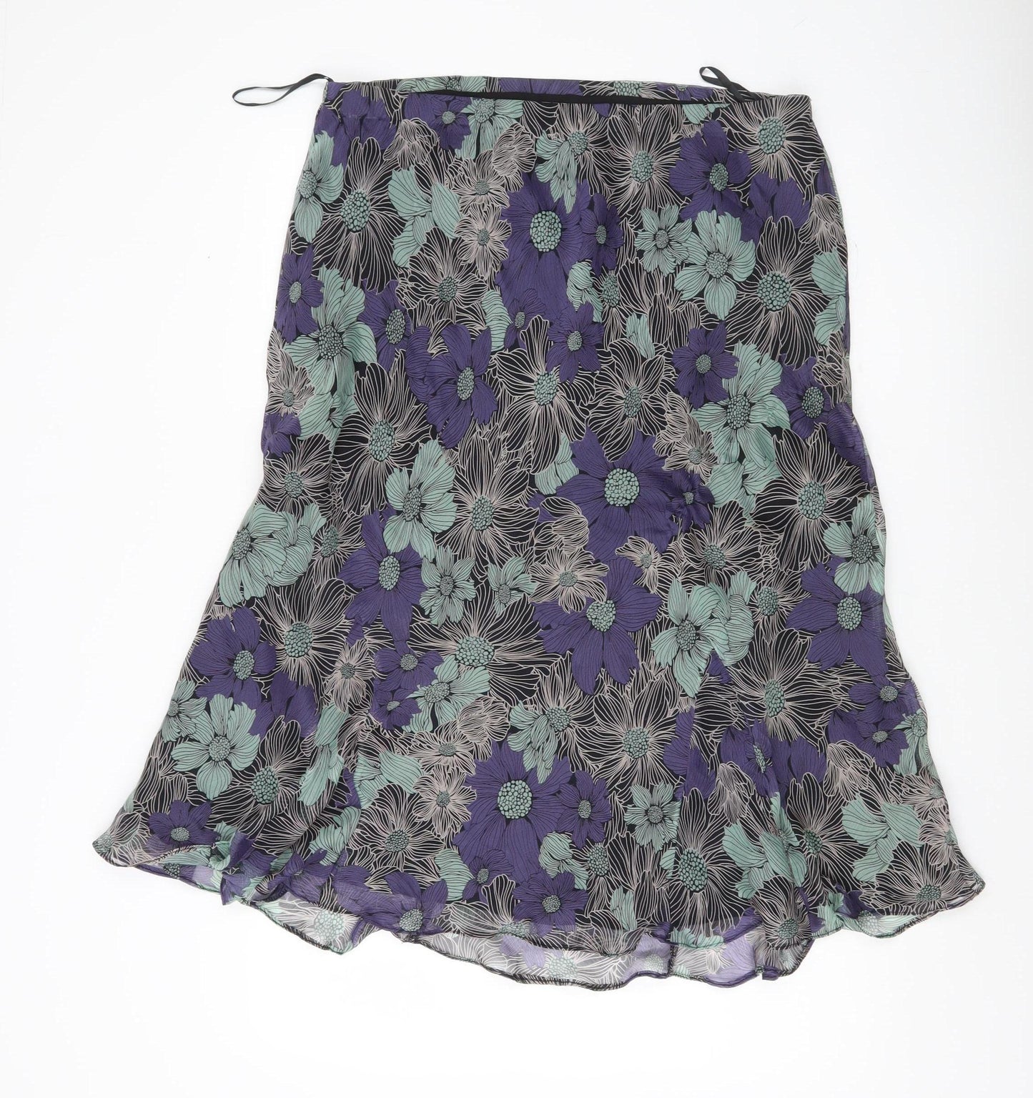 Gray & Osbourn Women’s Purple Green Floral A-Line Midi Skirt Size 16