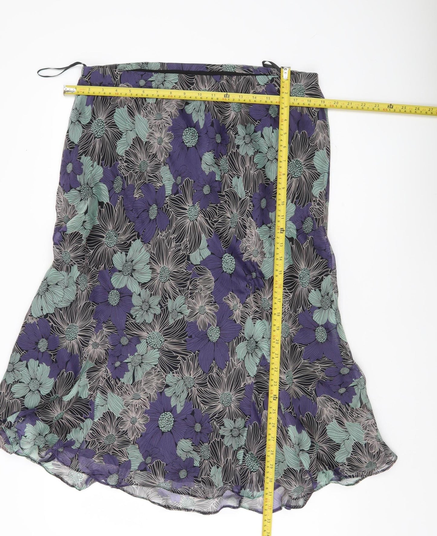 Gray & Osbourn Women’s Purple Green Floral A-Line Midi Skirt Size 16