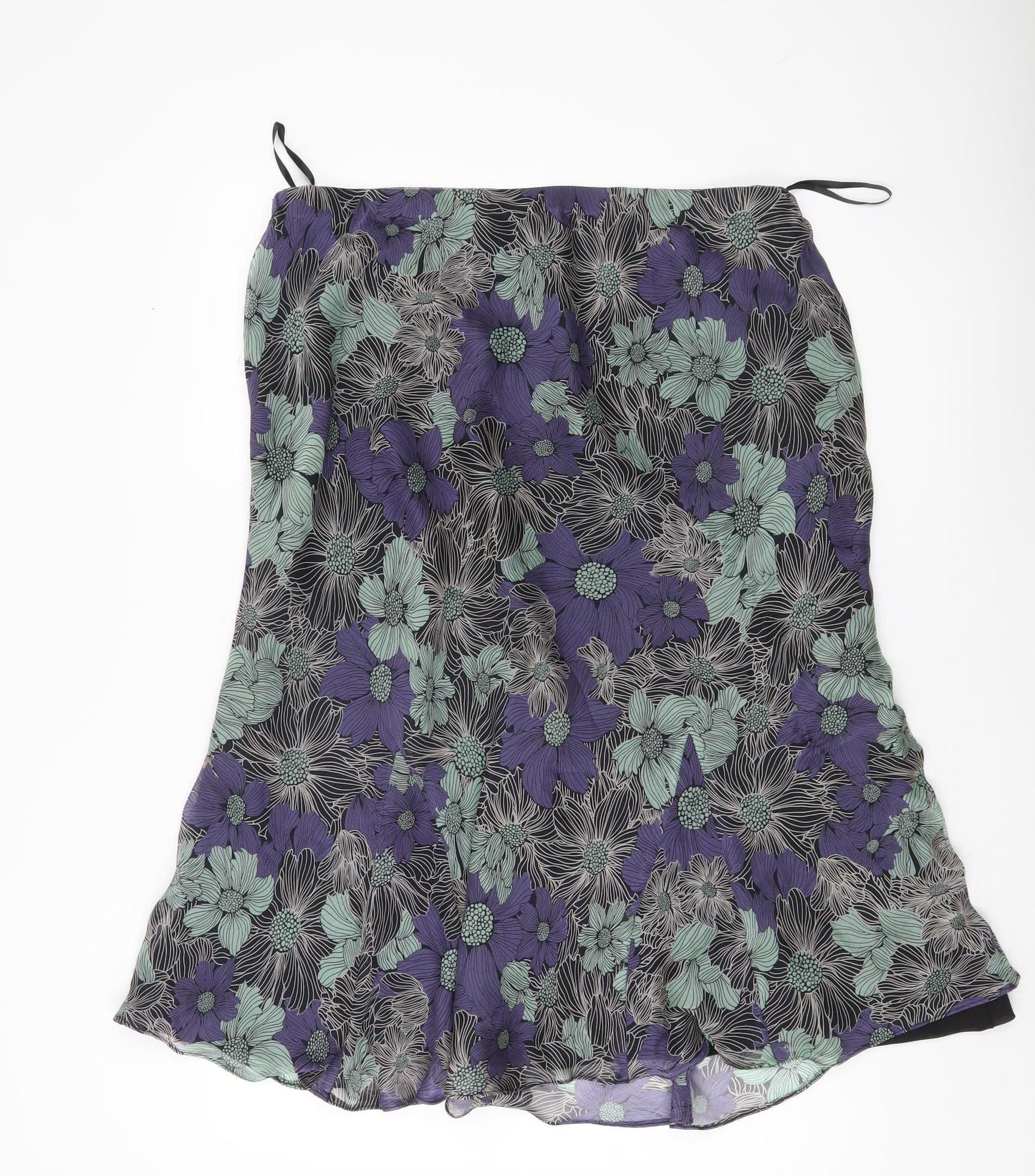 Gray & Osbourn Women’s Purple Green Floral A-Line Midi Skirt Size 16