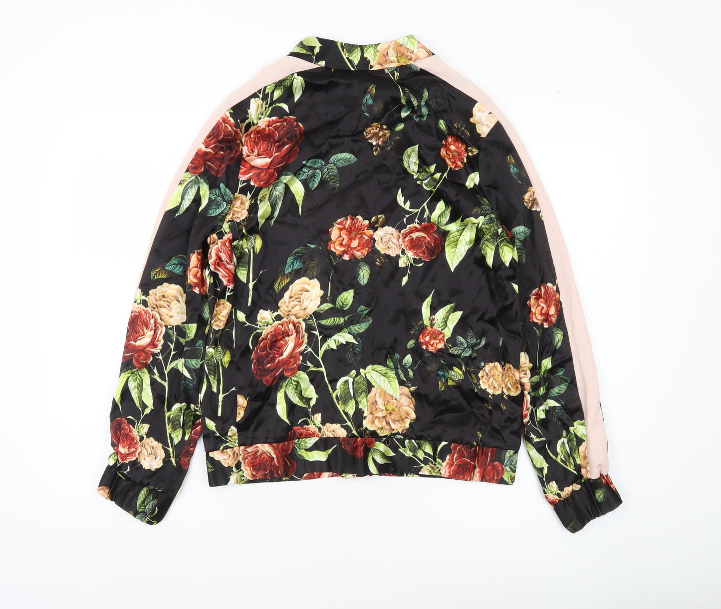 Nine by Savannah Miller Womens Floral Bomber Jacket Size 10 Black Multicoloured