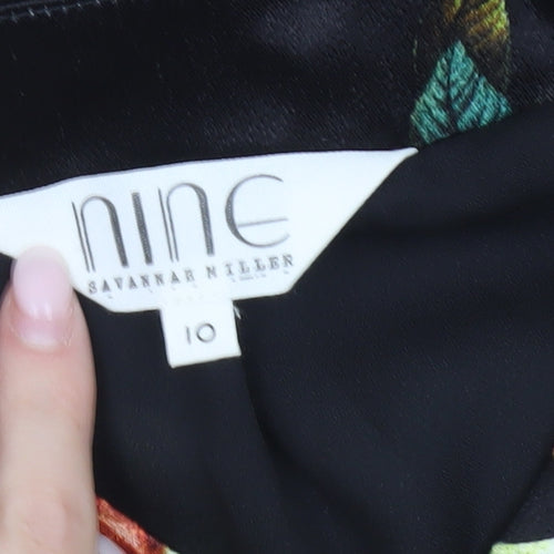 Nine by Savannah Miller Womens Floral Bomber Jacket Size 10 Black Multicoloured