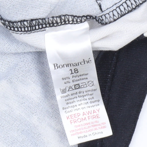 Bonmarché Women’s Black Beige Animal Stripe Tunic Blouse Size 18