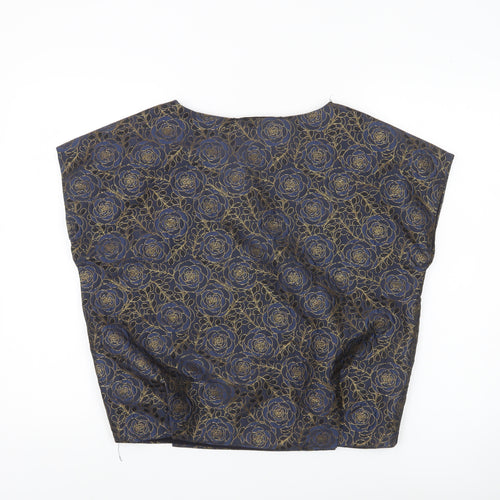 Zara Basic Women’s Blue Floral Beaded Blouse Size 10 Party Top