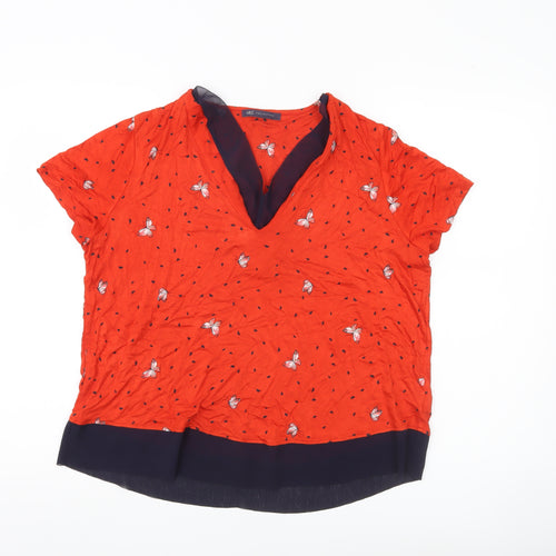 Marks and Spencer Womens Orange Butterfly Print Tunic Blouse UK 14
