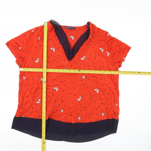 Marks and Spencer Womens Orange Butterfly Print Tunic Blouse UK 14