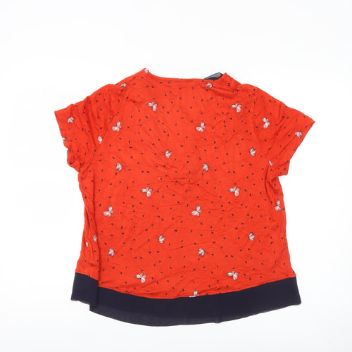 Marks and Spencer Womens Orange Butterfly Print Tunic Blouse UK 14