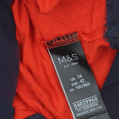 Marks and Spencer Womens Orange Butterfly Print Tunic Blouse UK 14