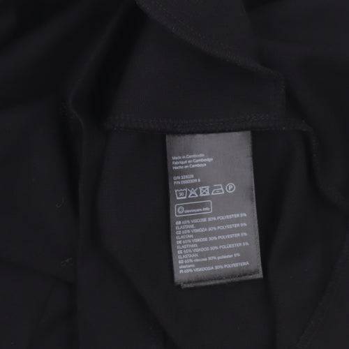 H&M Women Black XS Shift Dress Long Sleeve Round Neck