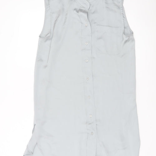 H&M Women’s Grey Sleeveless Shirt Dress Size 8 Collared Buttoned