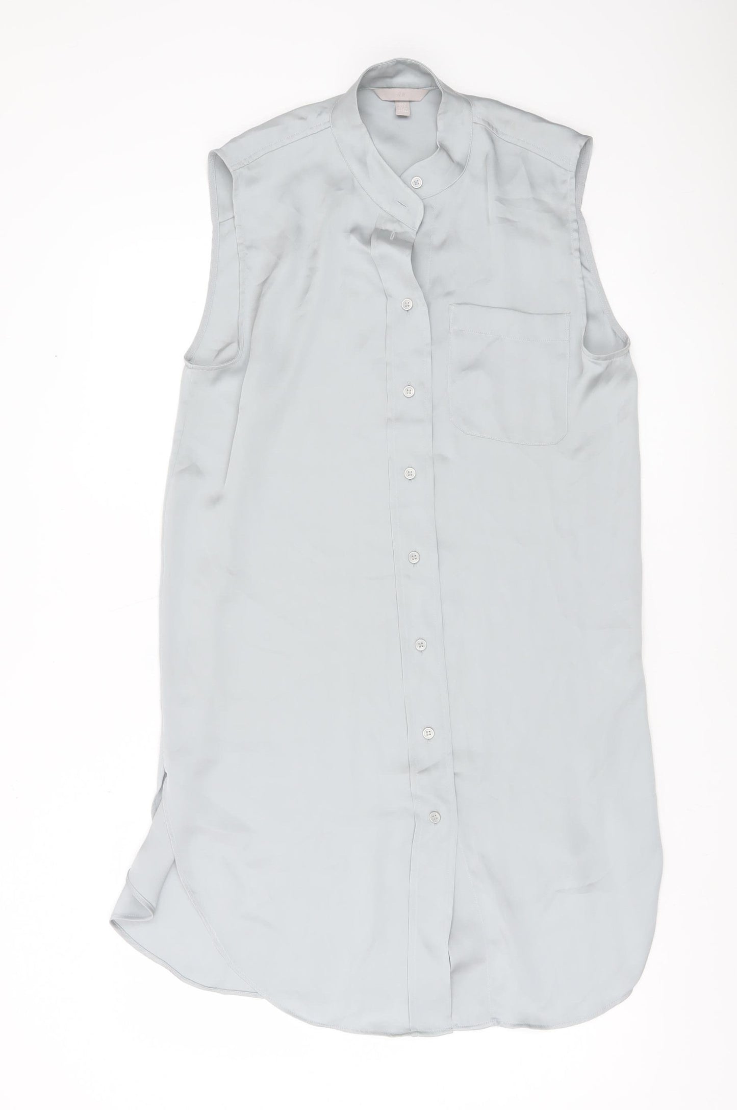 H&M Women’s Grey Sleeveless Shirt Dress Size 8 Collared Buttoned