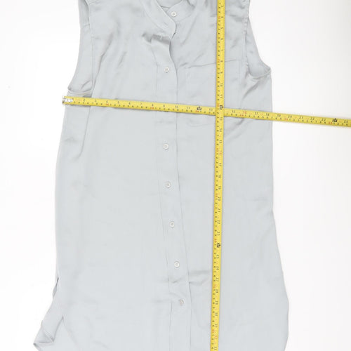 H&M Women’s Grey Sleeveless Shirt Dress Size 8 Collared Buttoned