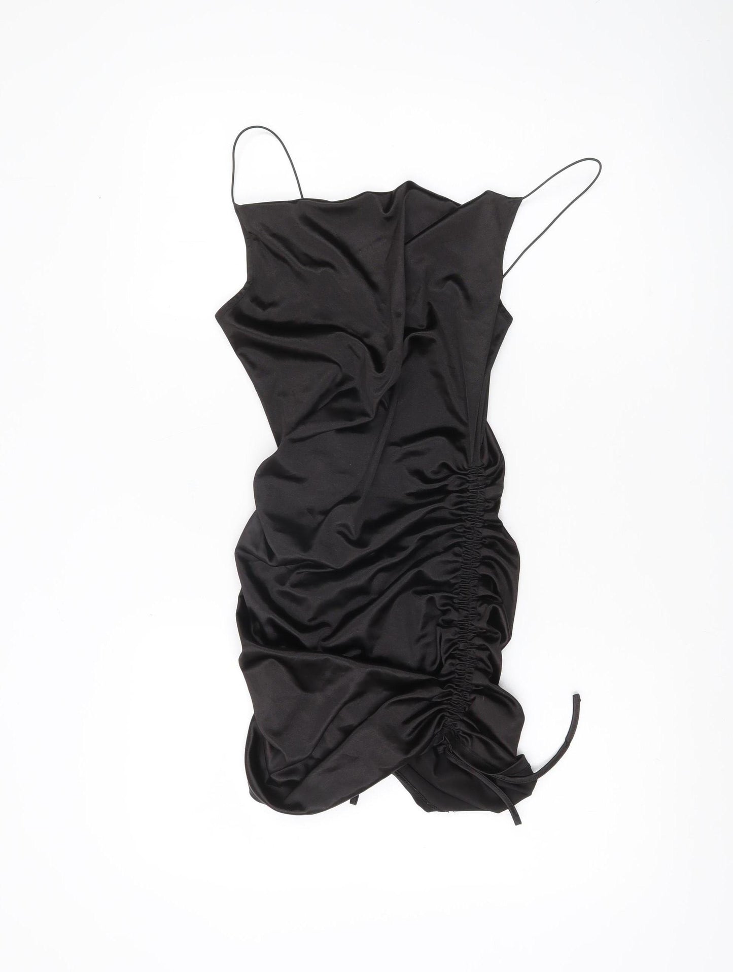 H&M Divided Women’s Black Slip Ruched Mini Party Dress Size S