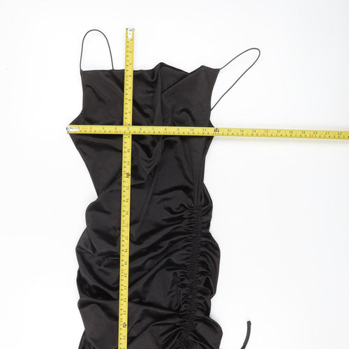 H&M Divided Women’s Black Slip Ruched Mini Party Dress Size S