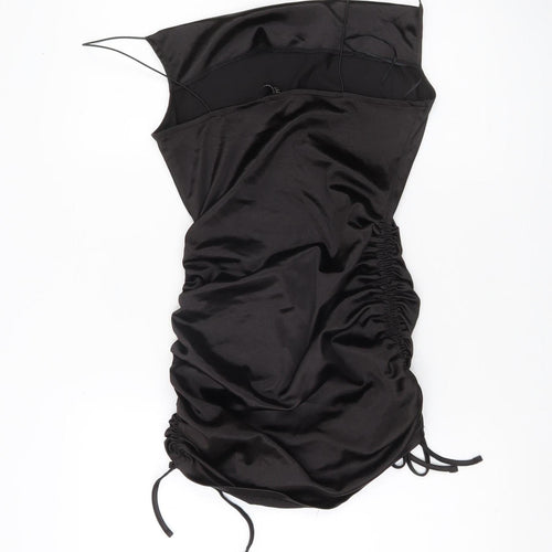 H&M Divided Women’s Black Slip Ruched Mini Party Dress Size S