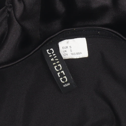 H&M Divided Women’s Black Slip Ruched Mini Party Dress Size S