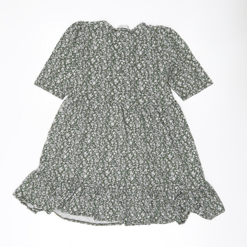 Miss Selfridge Women’s Green Floral V-Neck Wrap Dress Size 10