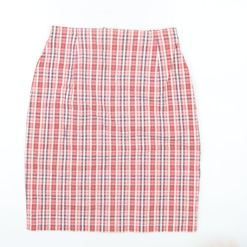 Marks and Spencer Women’s Pink Check Pencil Skirt Size 10 Knee Length