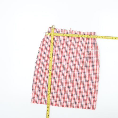 Marks and Spencer Women’s Pink Check Pencil Skirt Size 10 Knee Length