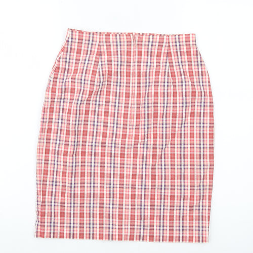 Marks and Spencer Women’s Pink Check Pencil Skirt Size 10 Knee Length