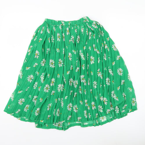 Next Girls Green Floral Pleated Knee Length Skirt Age 8 Years