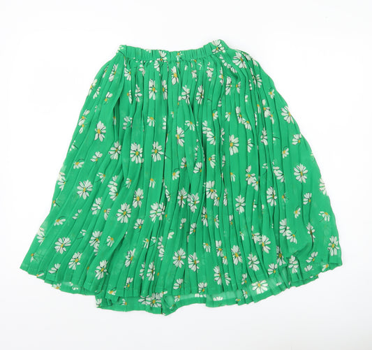 Next Girls Green Floral Pleated Knee Length Skirt Age 8 Years