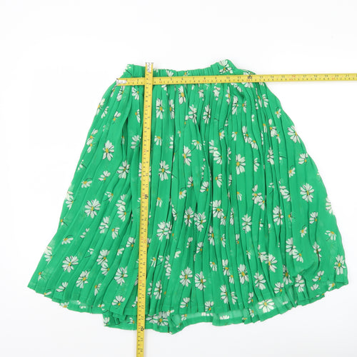 Next Girls Green Floral Pleated Knee Length Skirt Age 8 Years