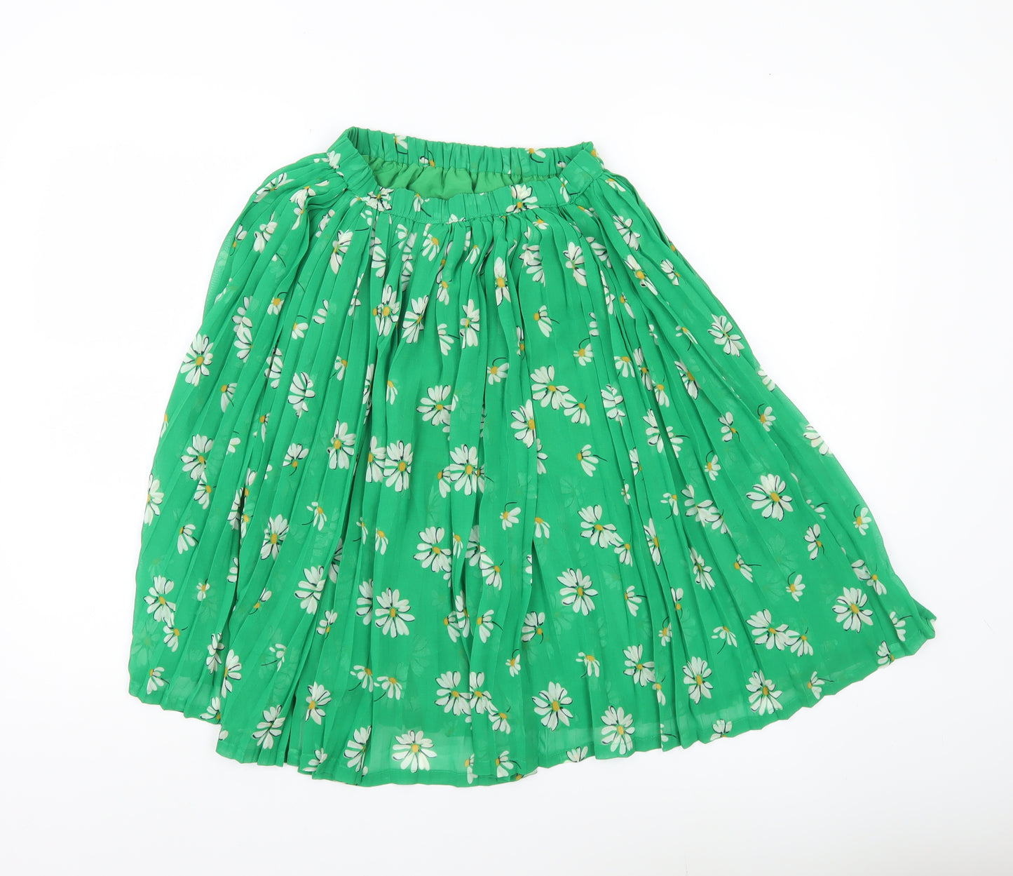 Next Girls Green Floral Pleated Knee Length Skirt Age 8 Years