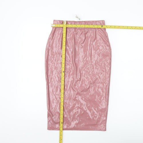 ASOS Women’s Pink Midi Pencil Skirt UK 6 High Rise Stretch