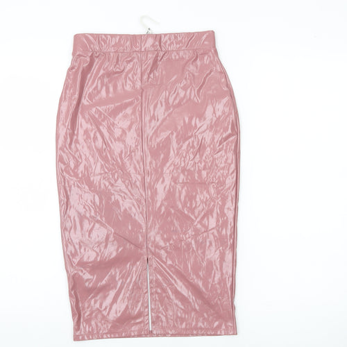 ASOS Women’s Pink Midi Pencil Skirt UK 6 High Rise Stretch