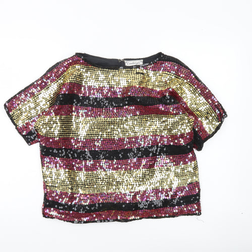 Candlelight Women Multicoloured Silk Sequin Blouse Size M Party Top