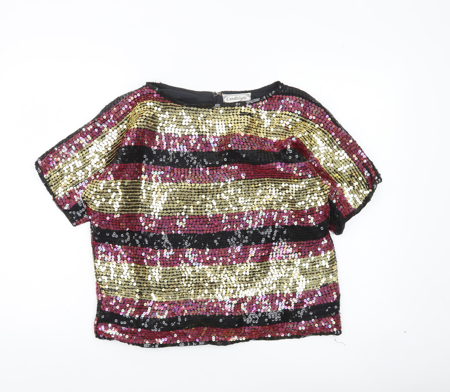 Candlelight Women Multicoloured Silk Sequin Blouse Size M Party Top