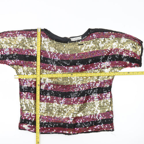 Candlelight Women Multicoloured Silk Sequin Blouse Size M Party Top