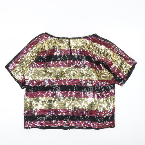 Candlelight Women Multicoloured Silk Sequin Blouse Size M Party Top