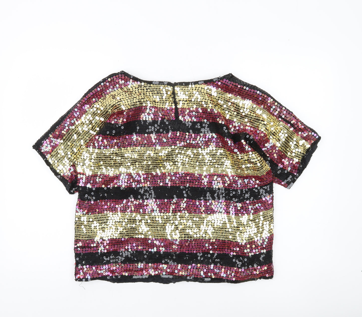 Candlelight Women Multicoloured Silk Sequin Blouse Size M Party Top