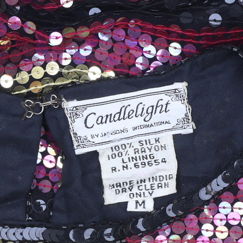 Candlelight Women Multicoloured Silk Sequin Blouse Size M Party Top