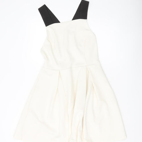 ASOS Women Ivory Skater Dress Size 14 Sleeveless Partywear