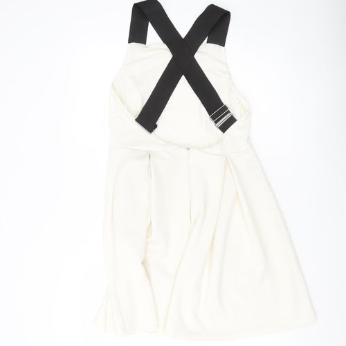 ASOS Women Ivory Skater Dress Size 14 Sleeveless Partywear