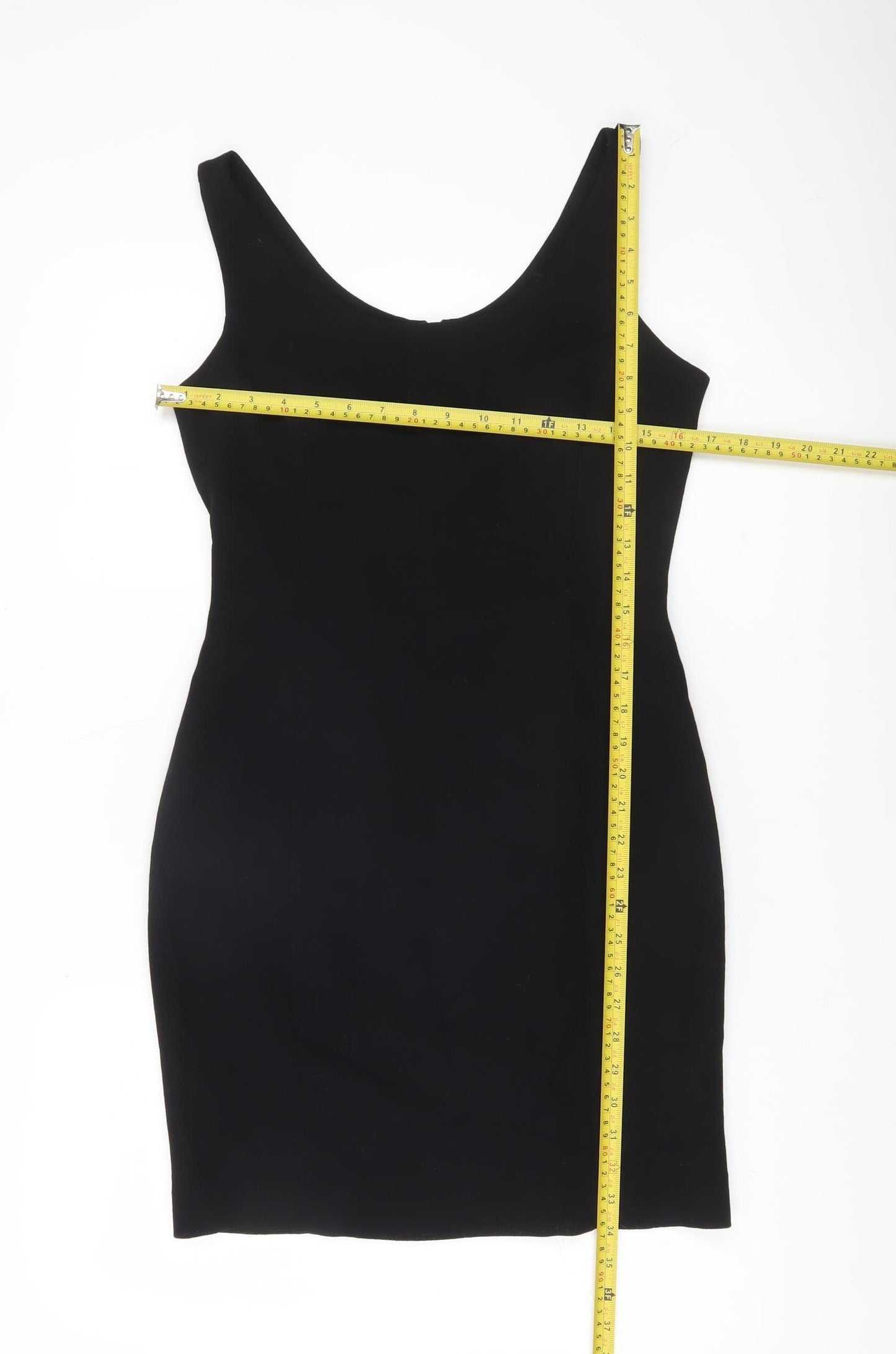 Racing Green Womens Black Wool Sheath Dress Size 10 Sleeveless