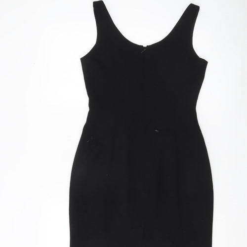 Racing Green Womens Black Wool Sheath Dress Size 10 Sleeveless