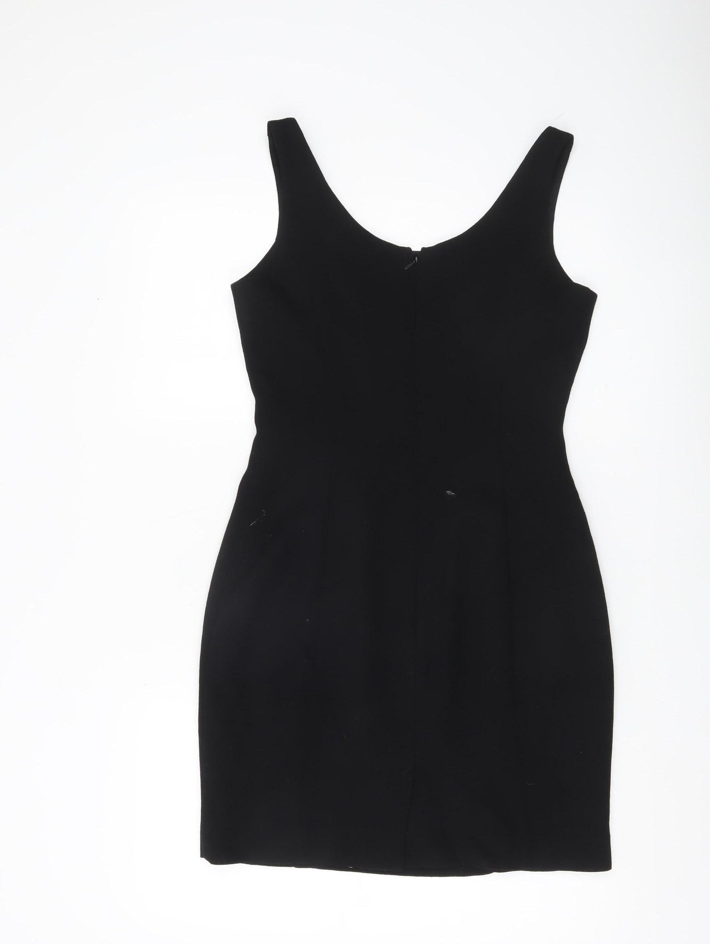Racing Green Womens Black Wool Sheath Dress Size 10 Sleeveless