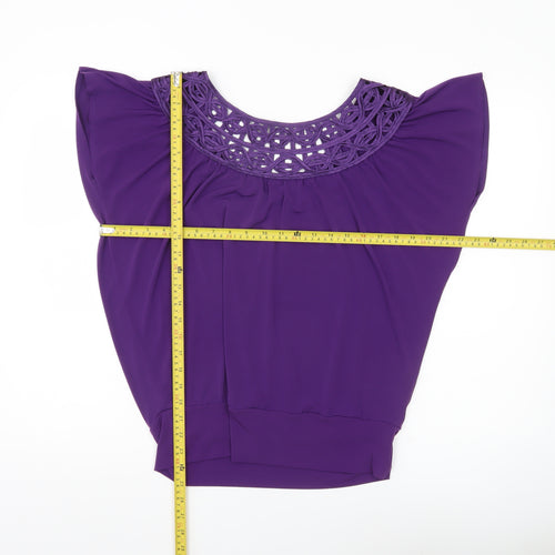 BHS Womens Purple Crochet Neck Tunic Blouse Size 10